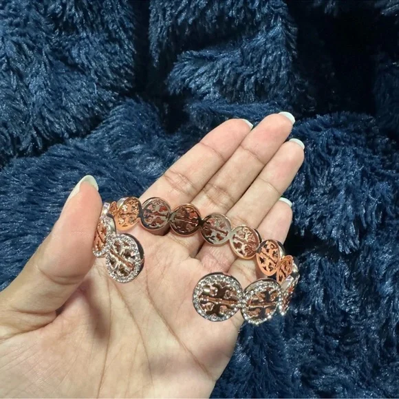 Tory Burch Rose Gold Floral Filigree Bracelet - Picture 10 of 11